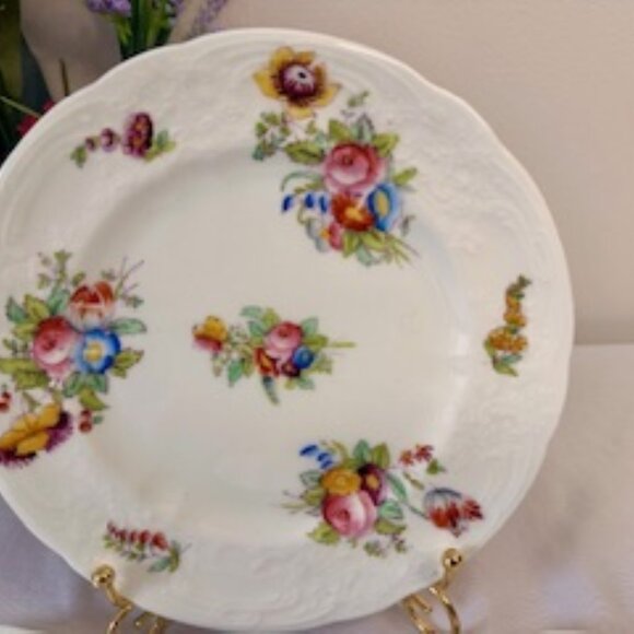 Vintage Coalport Sevres Floral Embossed Side Plates – England Porcelain with Vib - Picture 2 of 5